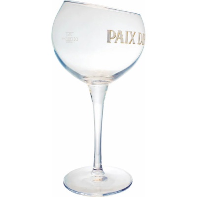 Taça de vidro transparente com letras douradas