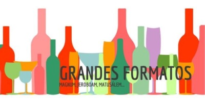 Ilustração colorida de várias garrafas e copos com texto promocional