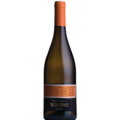 Garrafa de vinho 100 HECTARES DOURO com rótulo preto e laranja