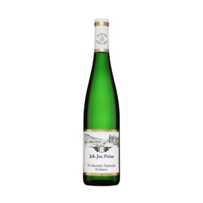 Garrafa de vinho verde com rótulo branco e texto Joh. Jos. Prüm
