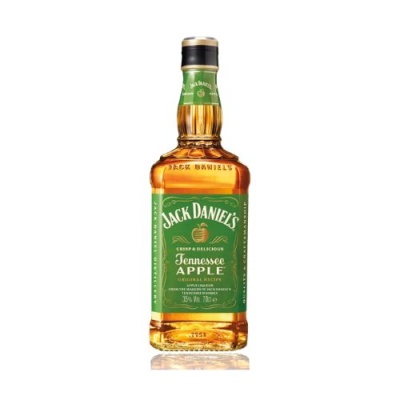 Garrafa de licor Jack Daniels Tennessee Apple com rótulo verde