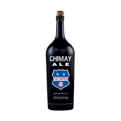 Garrafa preta de cerveja Chimay Ale Grand Reserve