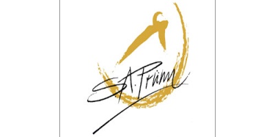 Logótipo com guarda-chuva dourado, traço circular e texto A. Frumm preto