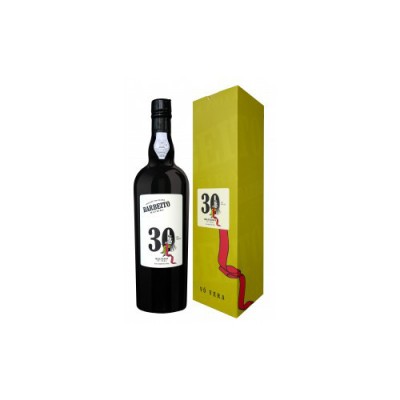 Garrafa de vinho do Porto Barbeito 30 Anos Vintage 1986 com caixa amarela