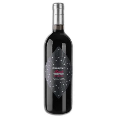 Garrafa de vinho tinto Essenze Barolo DOCG 2018 Riserva com rótulo preto