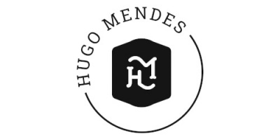 Logotipo Hugo Mendes em preto e branco