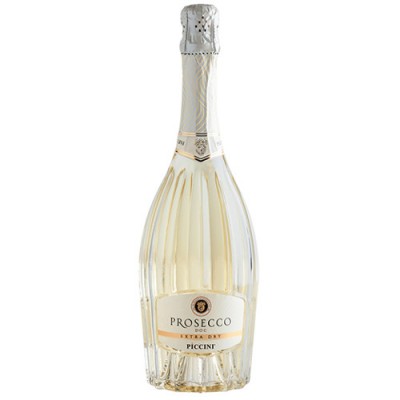 Garrafa de Prosecco Piccini extra dry em fundo branco