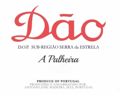 Etiqueta de produto com texto Dão e informações de produção