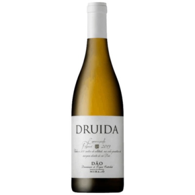 Garrafas de vinho branco DRUIDA 2019 DÃO com rótulo branco