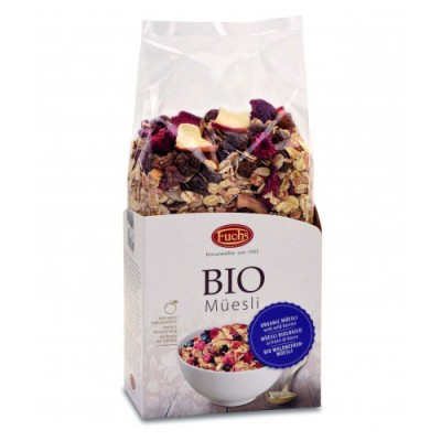 Pacote de muesli biológico Fuchs com flocos e frutos secos
