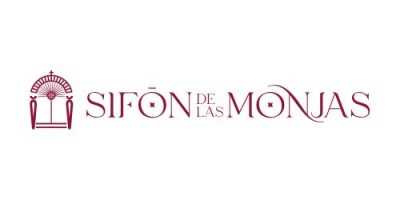 Logotipo SIFÓN DE LAS MONJAS com símbolo abstrato bordô