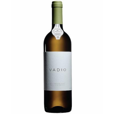 Garrafa de vinho branco com rótulo branco texturizado e rolha verde