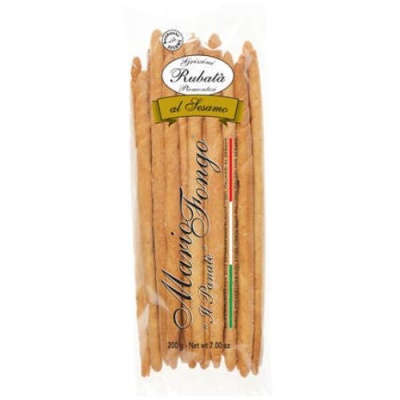 Pacote de palitos de pão Rubatà al Sesamo com 200g em embalagem transparente