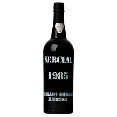 Garrafa preta de vinho Madeira Sercial 1985 Dossart Gordon Madeira