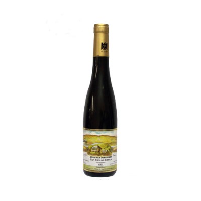 Garrafa de vinho tinto Riesling 2009 com rótulo branco e rolha dourada