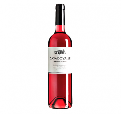 Garrafa de vinho rosé CASA DO VALLE com rótulo branco e tampa preta