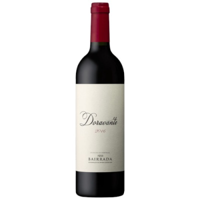 Garrafa de vinho tinto Doravante 2016 de Bairrada com tampa vermelha