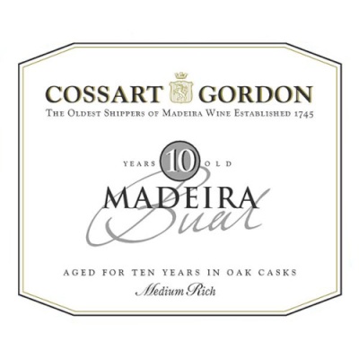 Etiqueta de vinho Madeira Cossart Gordon 10 anos envelhecido em carvalho