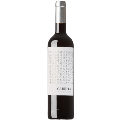 Garrafa de vinho tinto CABRITA com rótulo branco e cápsula prateada