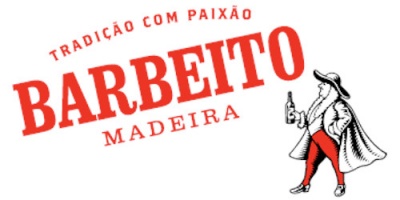 Logótipo Barbeito Madeira com homem vestido com capa e garrafa