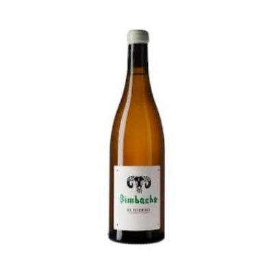Garrafa de vinho âmbar com etiqueta branca Simbach