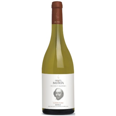 Garrafa de vinho branco Quinta da Murta Clássico 2022 com rótulo branco e tampa castanha