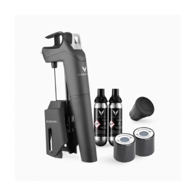 Abridor de vinho elétrico Coravin preto com acessórios