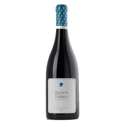 Garrafa de vinho tinto Quinta Termos com cápsula azul clara
