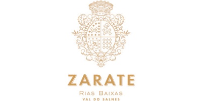 Logotipo dourado com brasão e texto ZARATE RIAS BAIXAS VAL DO SALNES