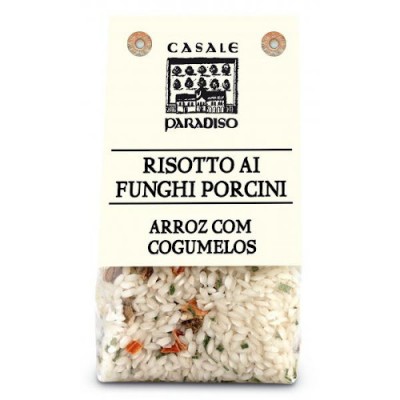 Pacote de risotto ai funghi porcini com arroz e cogumelos