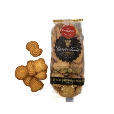 Pacote de bolachas Pasaparia Convenienciais com bolachas douradas