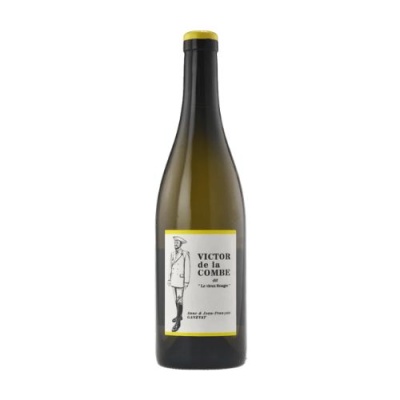 Garrafa de vinho VICTOR de la COMBE com rótulo branco e bordas amarelas