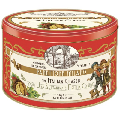 Lata de Panettone Milano clássico italiano com design vintage