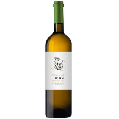 Garrafa de vinho branco Casa de URRA com rótulo branco e tampa verde