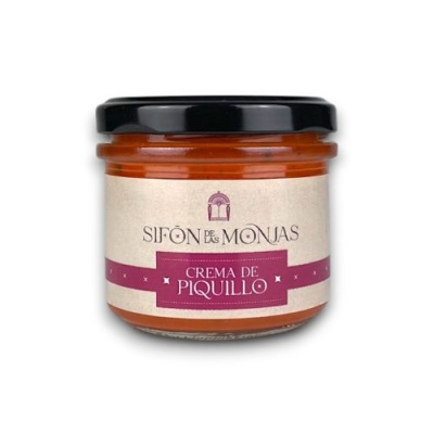Frasco de vidro com creme de piquillo Sifón de las Monjas