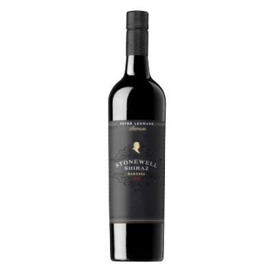 Garrafa de vinho tinto Stonewell Shiraz Barossa 2018 com rótulo preto