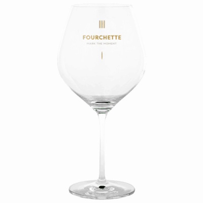 Copo de vidro transparente para vinho com texto dourado FOURCHETTE.