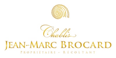 Logotipo dourado de Jean-Marc Brocard em fundo branco com texto e desenho circular