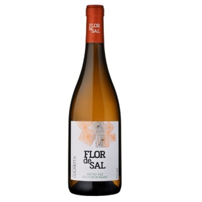 Garrafa de vinho branco Flor de Sal Santo Vaz Sauvignon Blanc