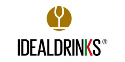 Logótipo da IDEALDRINKS com ícone de taça de vinho