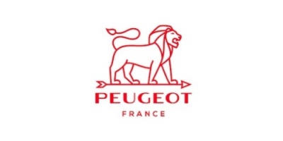 Logótipo Peugeot vermelho com leão estilizado e texto France