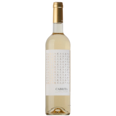 Garrafa de vinho branco CABRITA com rótulo branco e caracteres chineses