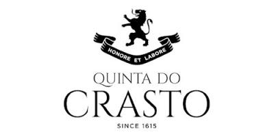 Logótipo preto e branco de Quinta do Crasto com leão e texto distintivo