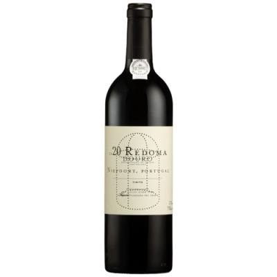 Garrafa de vinho tinto Redoma Douro com rótulo creme e selo prateado no gargalo