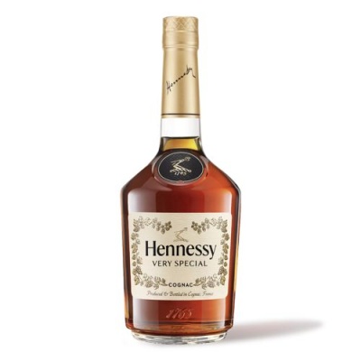 Garrafa de Cognac Hennessy Very Special com rótulo e tampa dourada