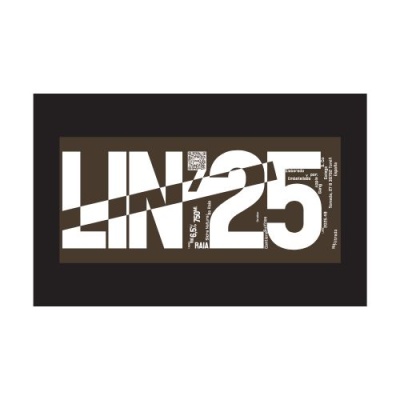 Rótulo de produto com texto LIN 25 preto e castanho