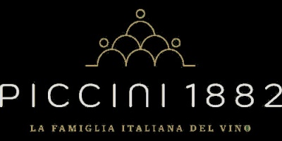 Logotipo PICCINI 1882 com símbolo dourado e texto LA FAMIGLIA ITALIANA DEL VINO
