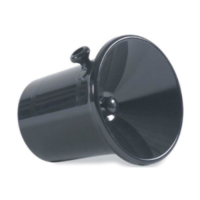 Funil preto de plástico com bico lateral