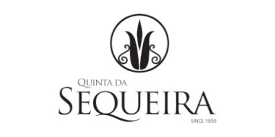 Logotipo Quinta da Sequeira com símbolo circular e texto preto