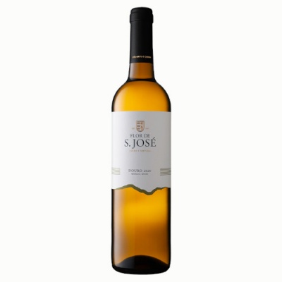 Garrafa de vinho branco FLORE DE S. JOSÉ com rótulo branco e texto